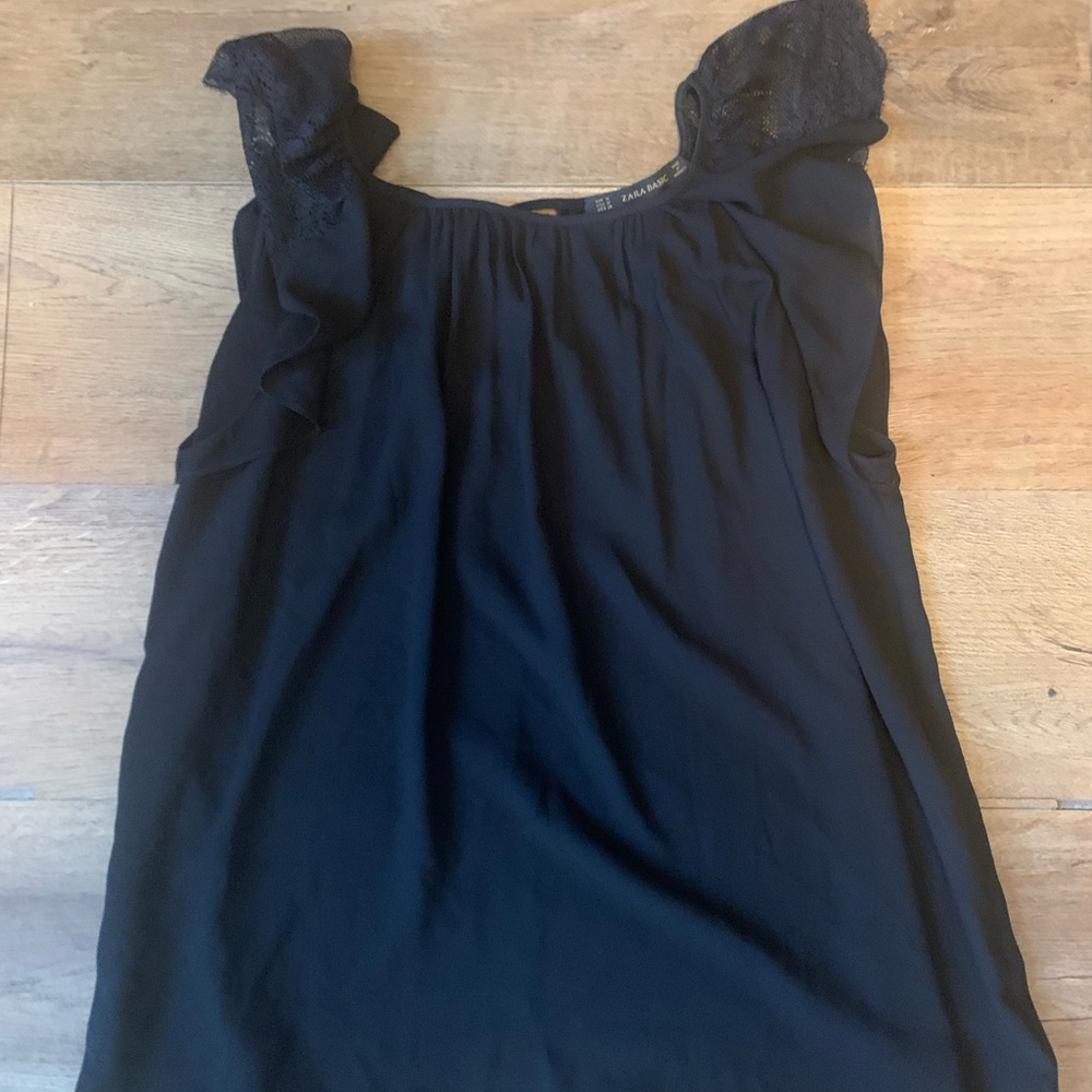 Zara Black Lace Accent Blouse